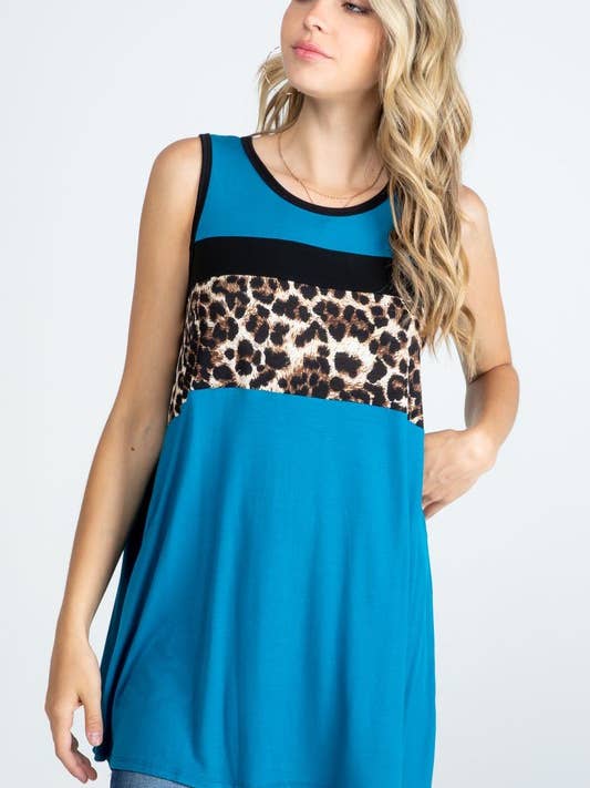 Canotta Leopard Color Block per la vendita all'ingrosso da parte di Rose Mellow Fashion