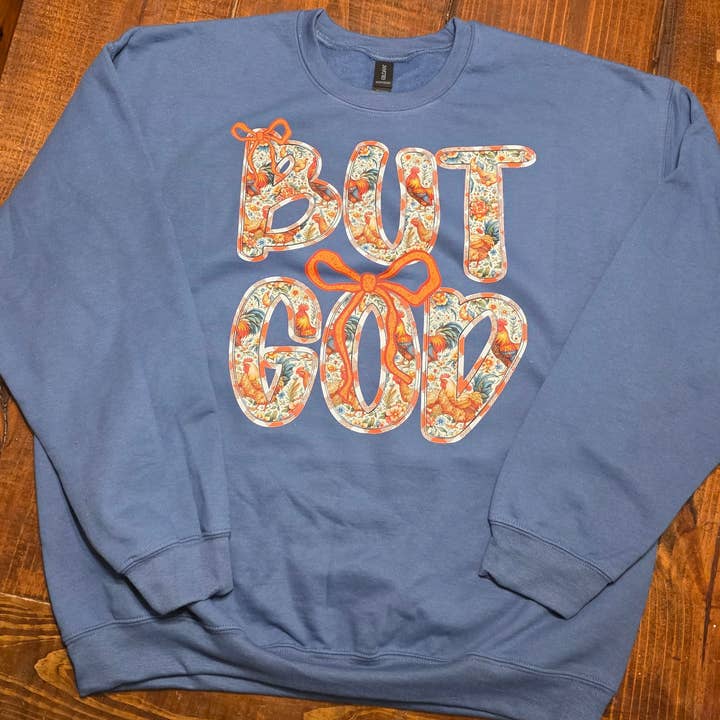 Maar God kip sweatshirt voor wholesale door The Jasper Boutique