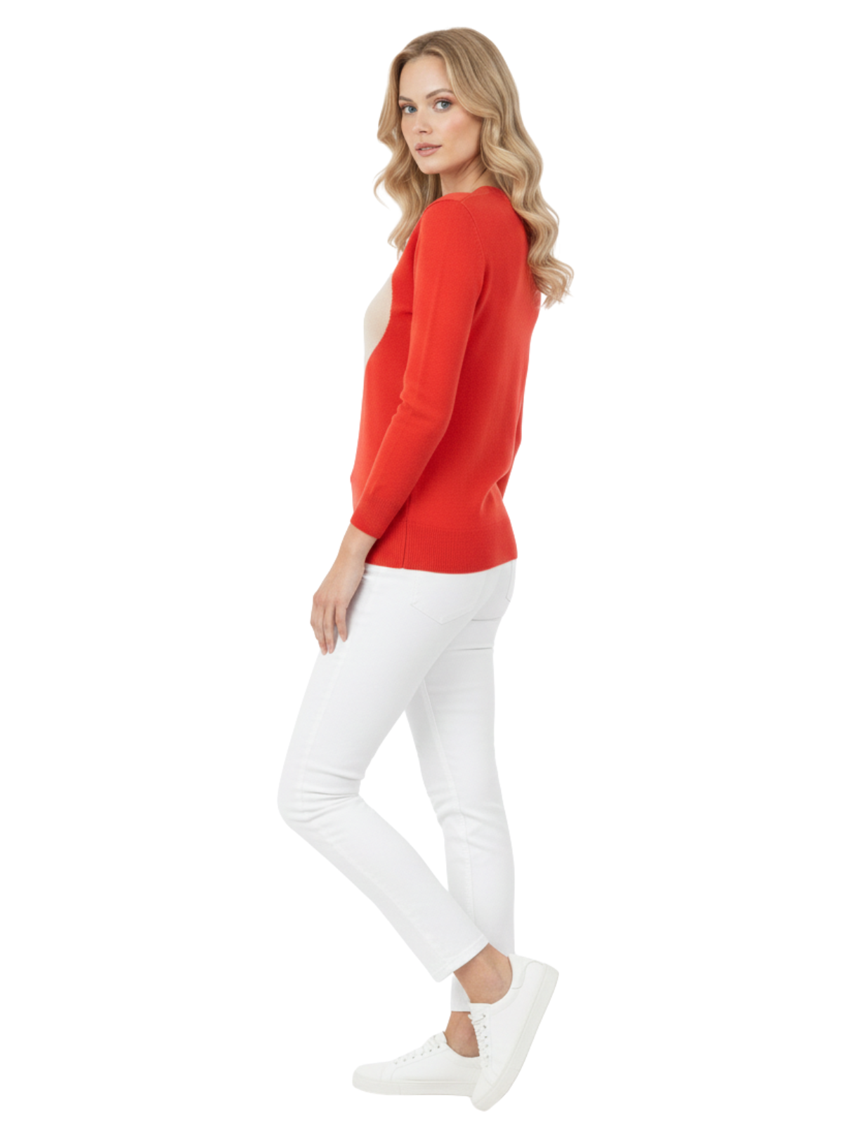 Mak - Vente Pull en maille – femme - Pull à col rond en chenille à manches 3/4 en forme de cœur MK359521