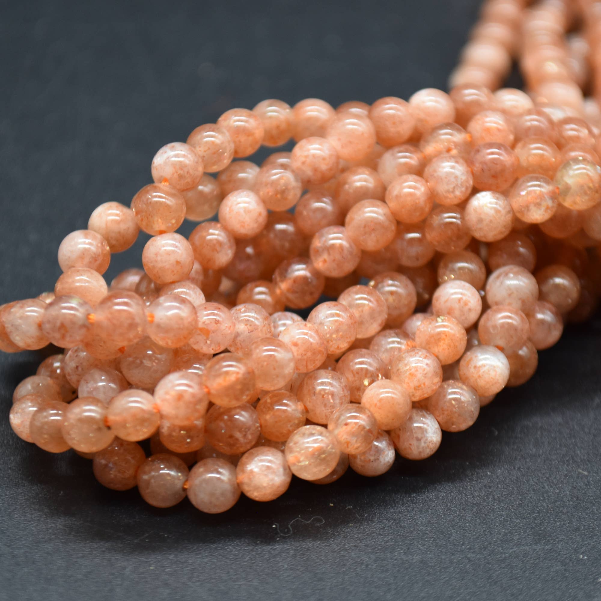 Oriental Direct Craft Supplies - Wholesale Beads - Grade A Natural Sunstone Semi-precious Round Beads0