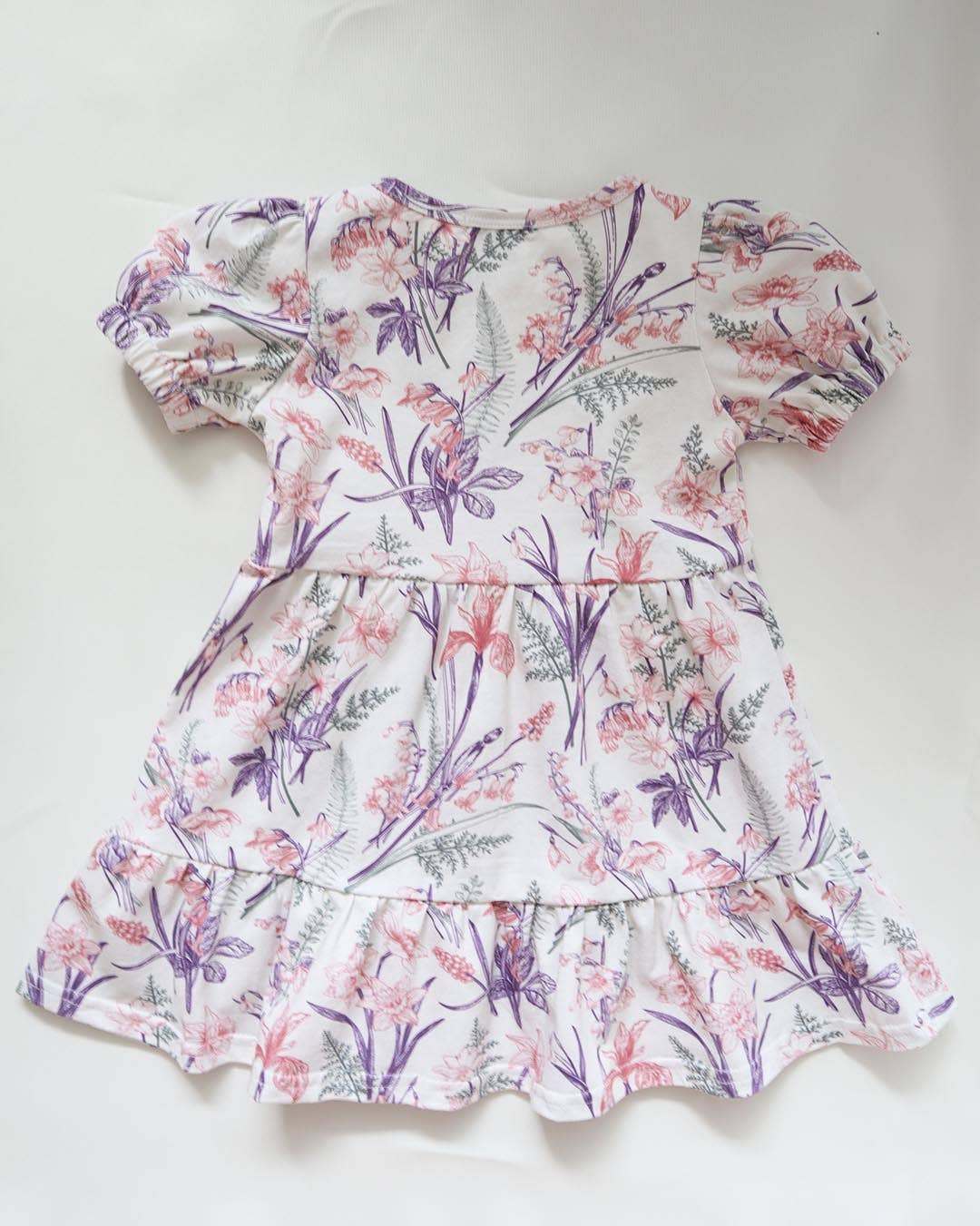 Maman - Wholesale Dress – Kids - Girls Cotton Jersey Tiered Dress : Ava Floral Botanical Print (Design in Australia)1