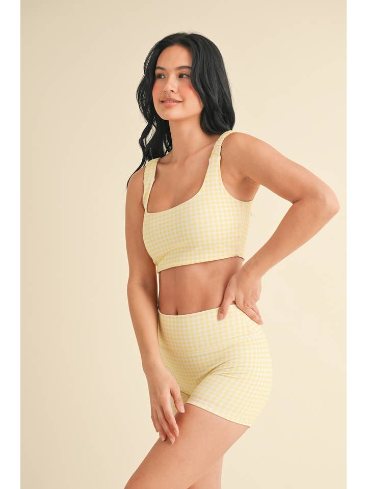 KIMBERLY C - Wholesale Sports Bra - Women's - Gingham Print Ruched Bra Top4