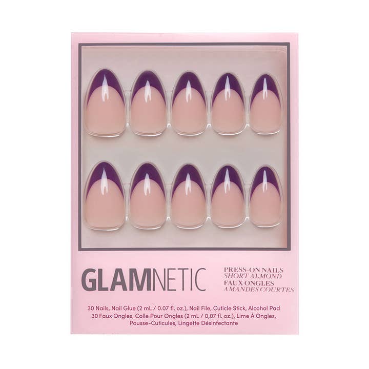 Glamnetic - Wholesale Press-On/Fake Nails - Plum Press-On Nails | Purple French Tip | Short Almond