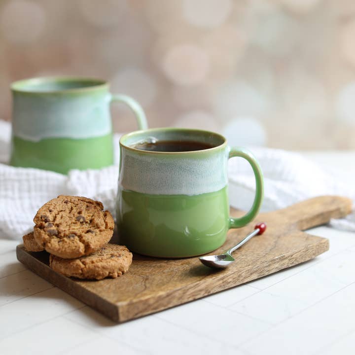 Pea Green Handmade Muglets | Handmade Coffee Mugs | Ceramic for wholesale by Glosters Pottery