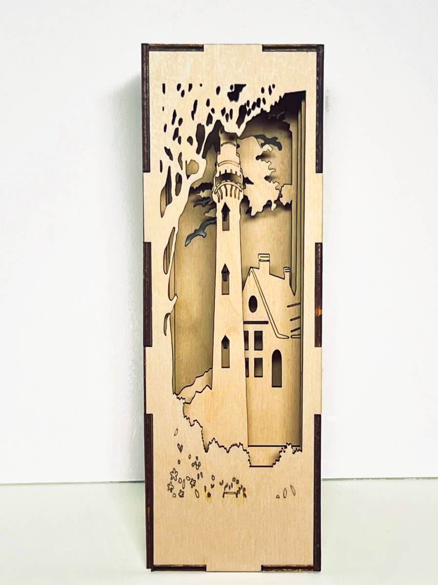 Squirrel Tacos Papercuts - Wholesale Bookend - Coastal Book Nook with LED light - Beach Lighthouse4