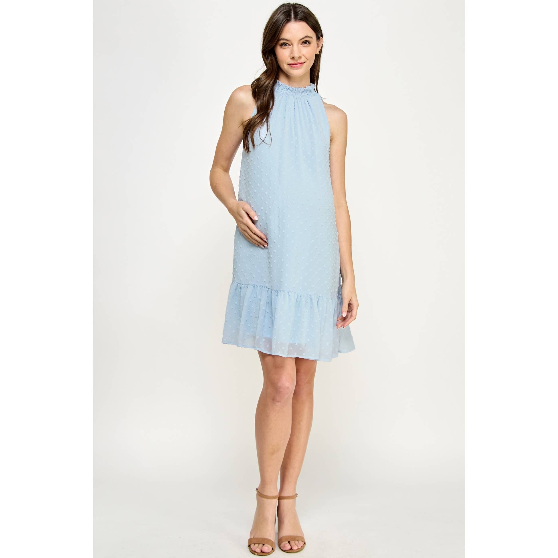 Hello Miz - Vente Robe - Robe de maternité à col montant en plumetis avec volant11