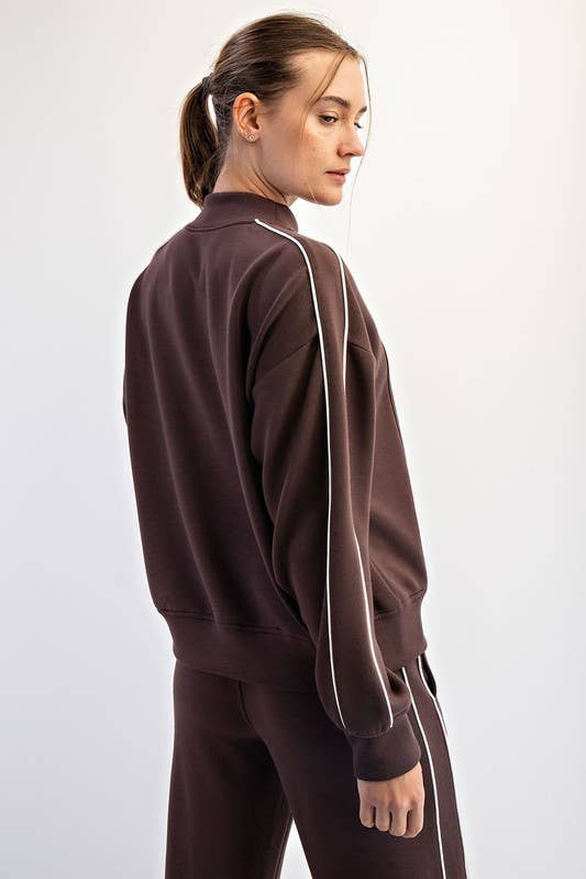 Sunday Morning - Vendita all'ingrosso Felpa - Donna - T540037-Top a Collo Alto in Modal Scuba con Due Righe a Contrasto23