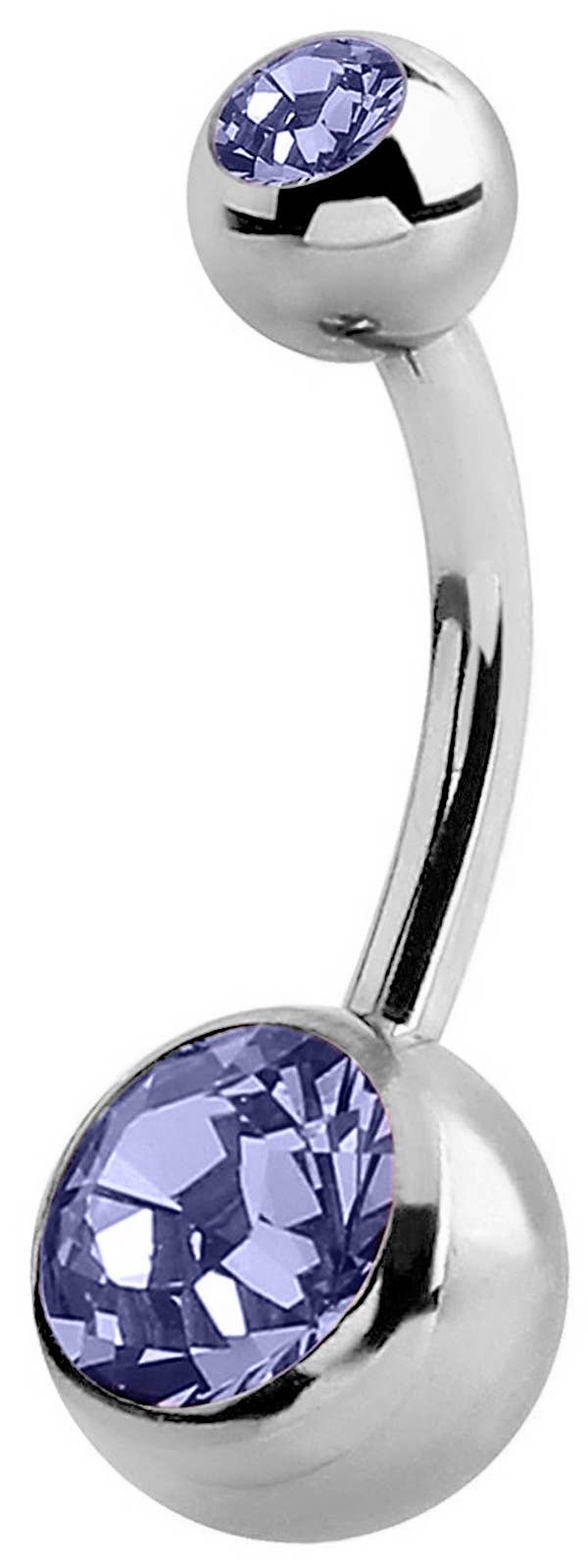 Bodytrend - Wholesale Belly Ring - Double Jeweled Bananabell Belly Ring, Surgical Steel 316L3