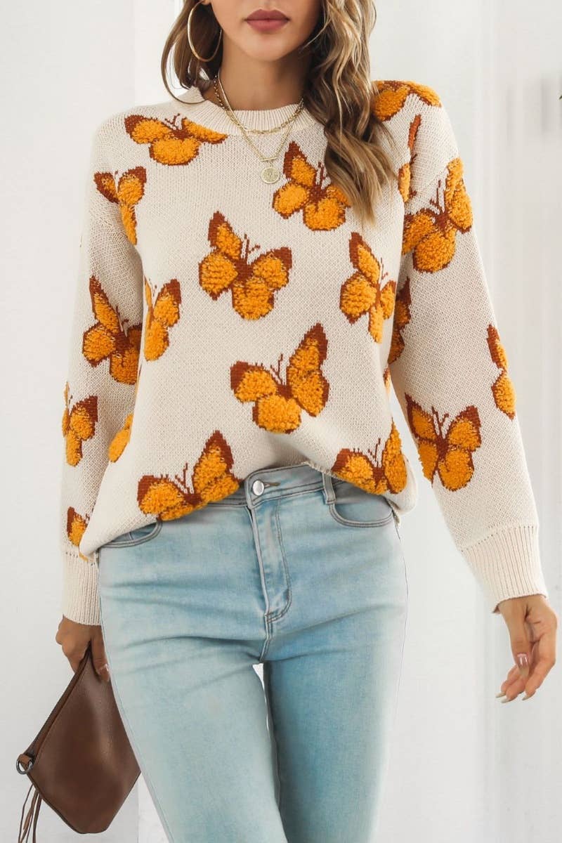 NINEXIS - Wholesale Knit Sweater - Women's - CWOSWL6374_KNIT LOOSE BUTTERFLY LONG-SLEEVED SWEATER10