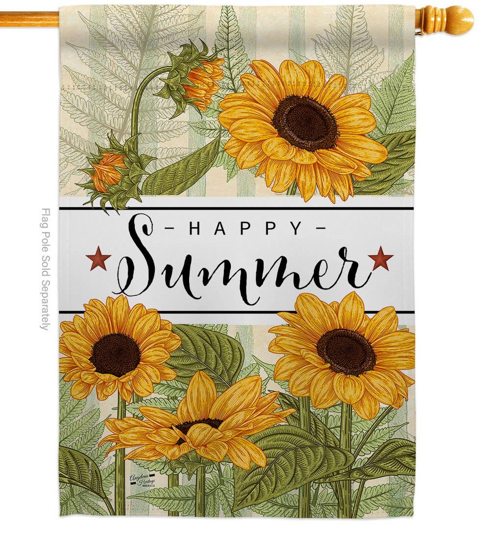 Two Group Flag Co - Venta al por mayor Bandera y manga de viento - Bandera de decoración floral de jardín feliz girasoles1