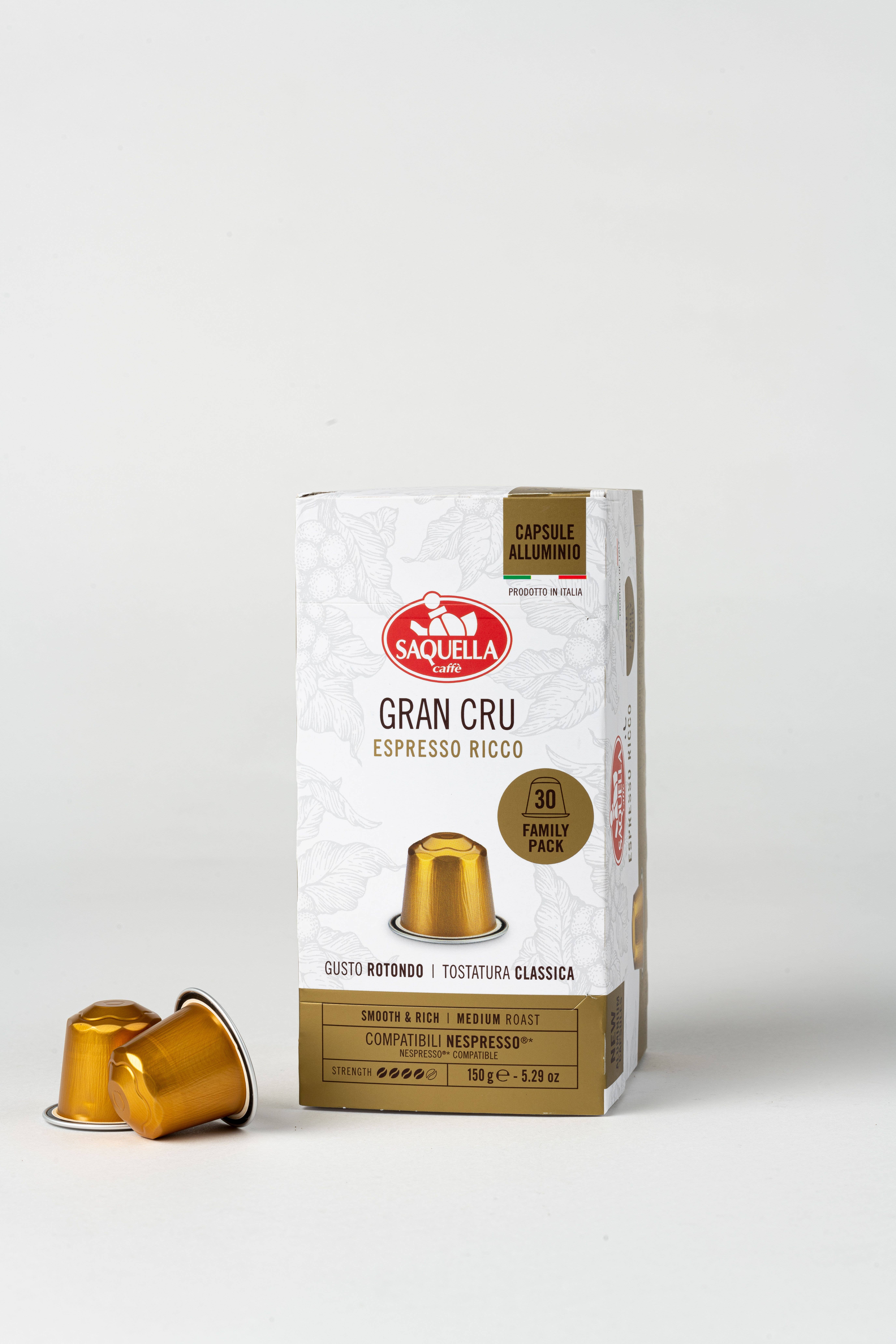 Saquella 1856 SRL - Wholesale Coffee Beans - Grand Cru Capsules Box 30 Pcs Aluminum1