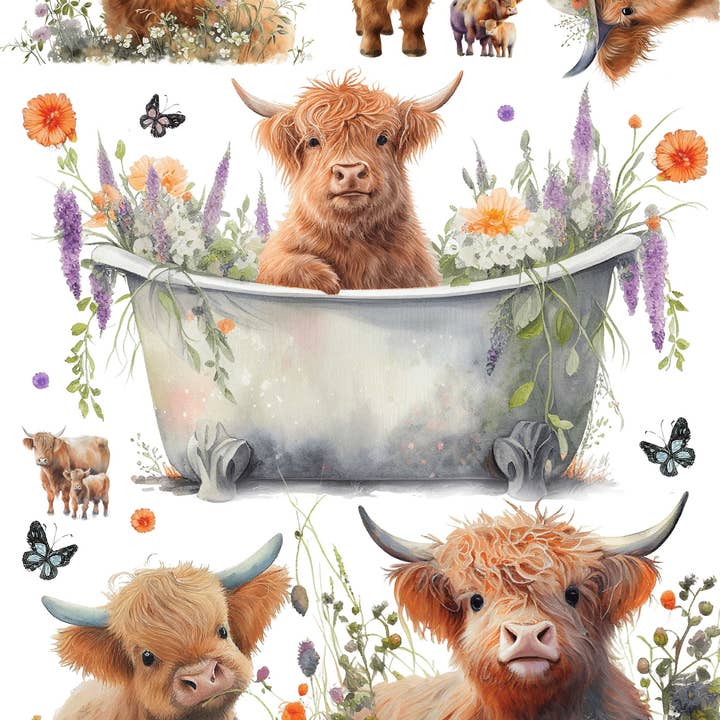 Highland Calf - Carta di riso per decoupage - Carta artigianale per la vendita all'ingrosso da parte di European Excellency