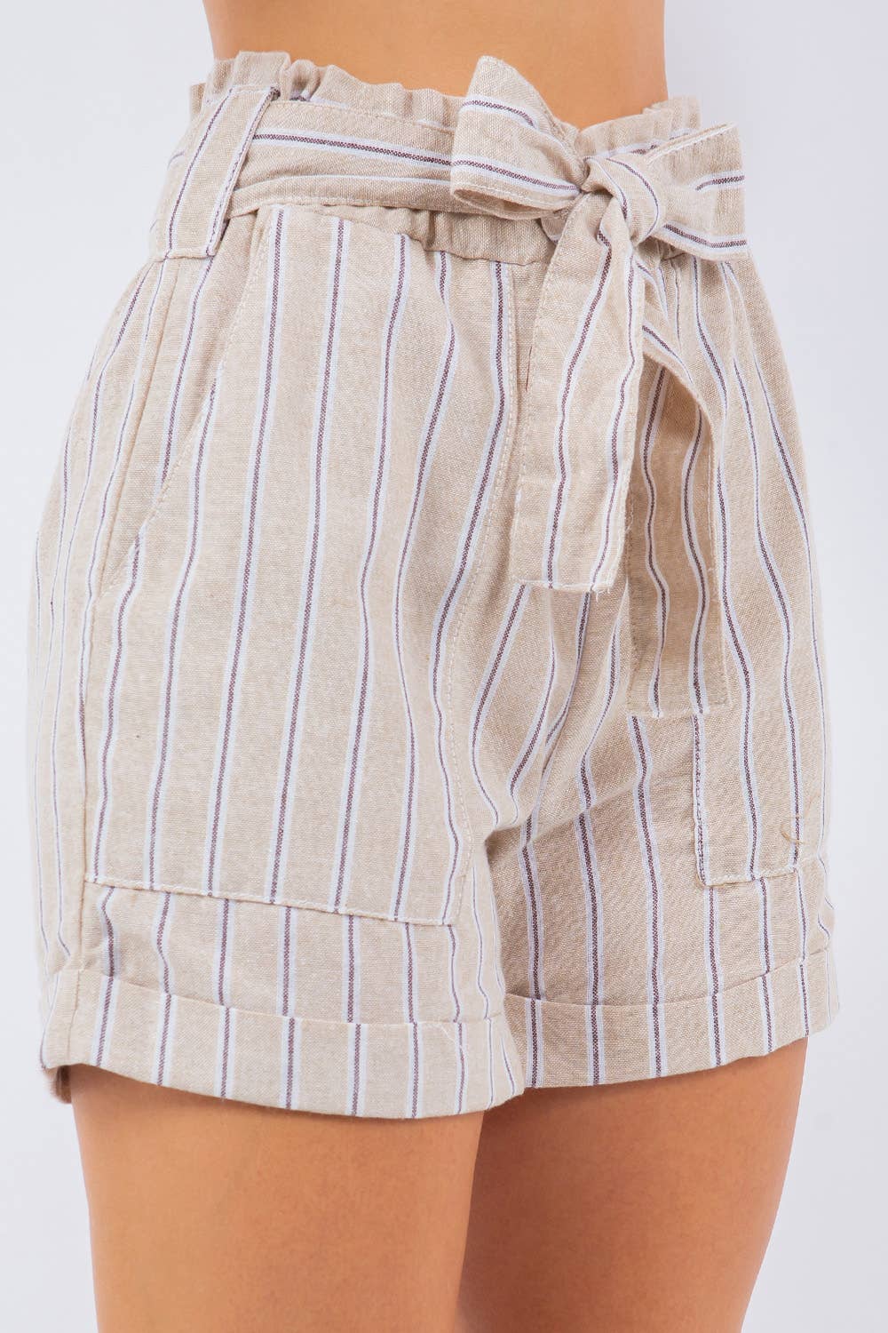 Veracci - Wholesale Shorts - Women's - high waisted linen paper bag shorts8