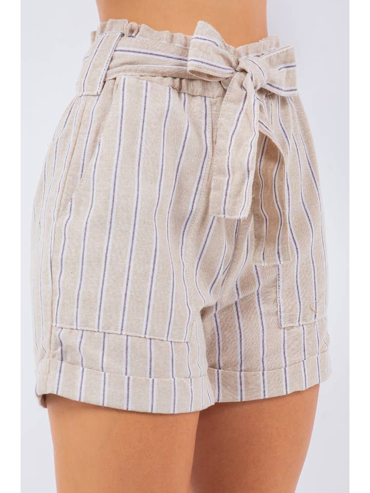 Veracci - Wholesale Shorts - Women's - high waisted linen paper bag shorts8