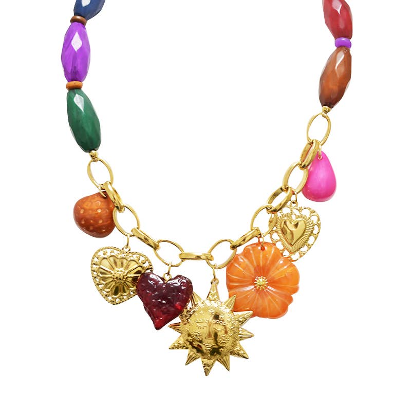 AMORINO SRL - Wholesale Pendant/Charm Necklace - PLASTIC BEAD NECKLACE WITH CHARMS - YNK241504B6932