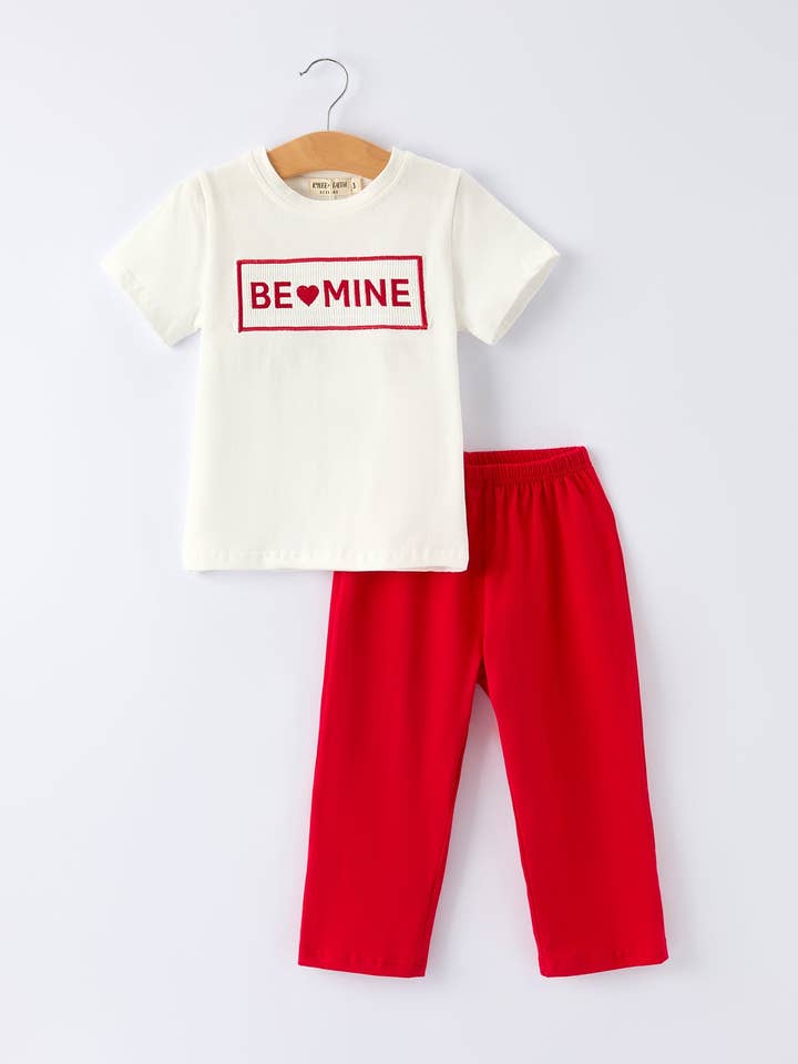 Rylee Faith Designs - Wholesale Top & Pant Set - Kids - Valentine's Day "BE ❤ MINE" Embroidered Boy's Set5