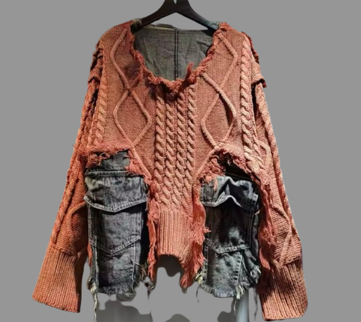 Luxe & Leather by Madonna & Co - Wholesale Shirt Jacket/Shacket - Women's - Textured Sweater with Denim Trim-Shacket1