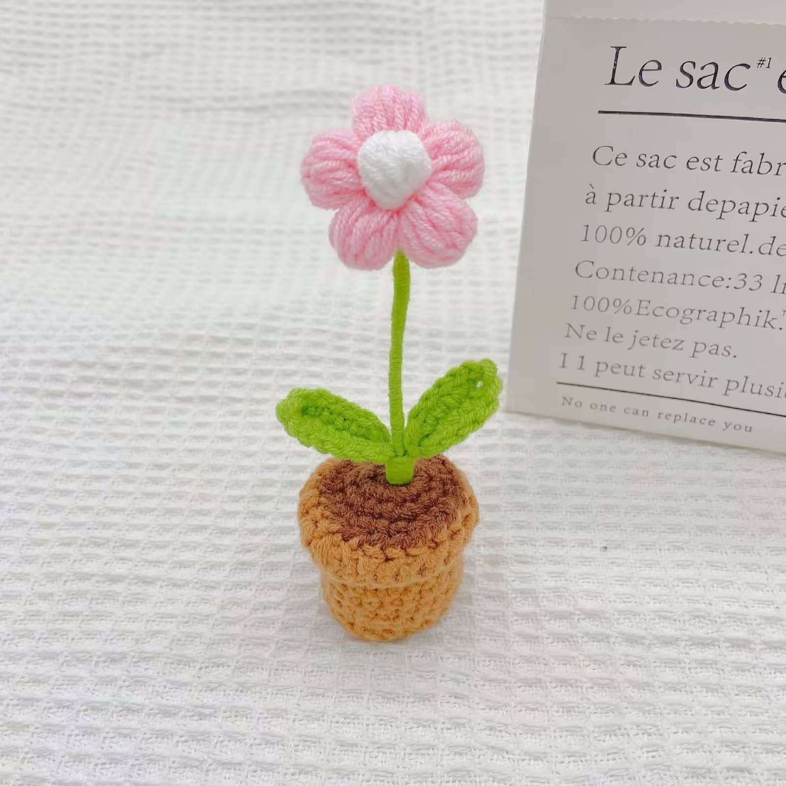 Anh2 LTD - Vente Breloque décorative pour voiture – femme - Pot de fleurs en crochet, décoration de tableau de bord de voiture, cadeau pour elle6