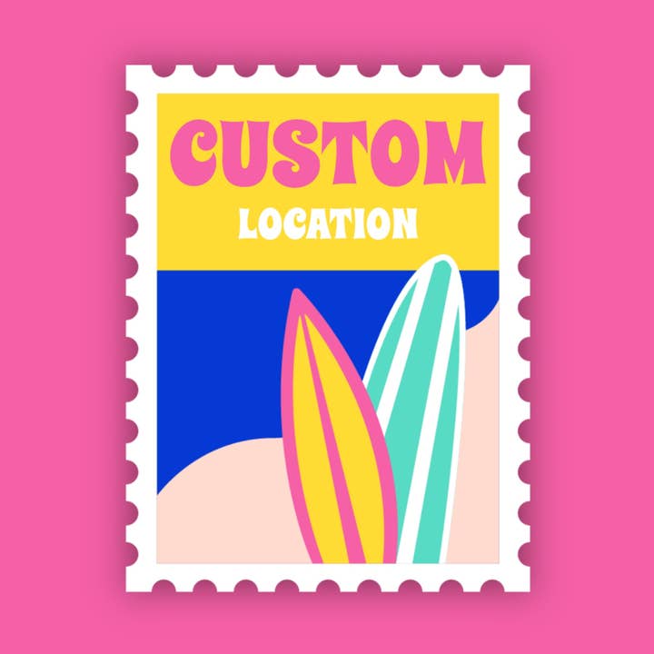 Autocollant personnalisé Location Surf pour la vente par The State Stickers