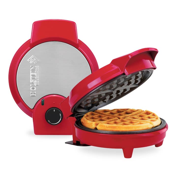 7" BELGIAN WAFFLE MAKER RED STAINLESS STEEL for wholesale on Faire