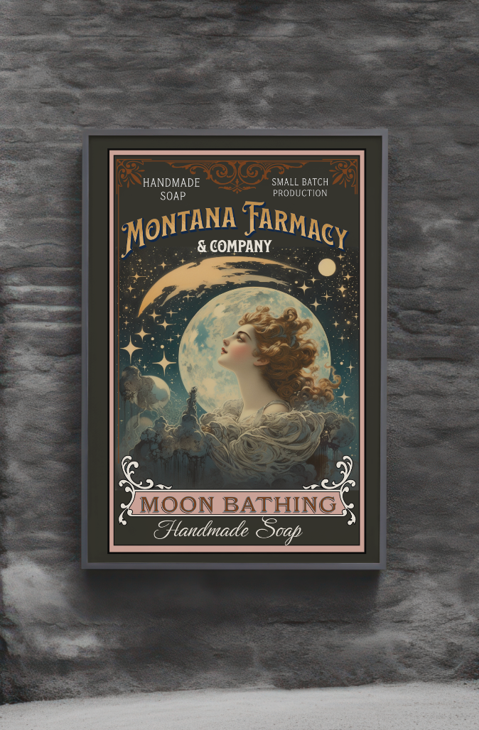 Montana Farmacy - Wholesale Poster - Moon Bathing Soap Montana Farmacy Art Poster Bath Vintage 5