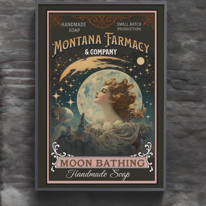 Montana Farmacy - Wholesale Poster - Moon Bathing Soap Montana Farmacy Art Poster Bath Vintage 5