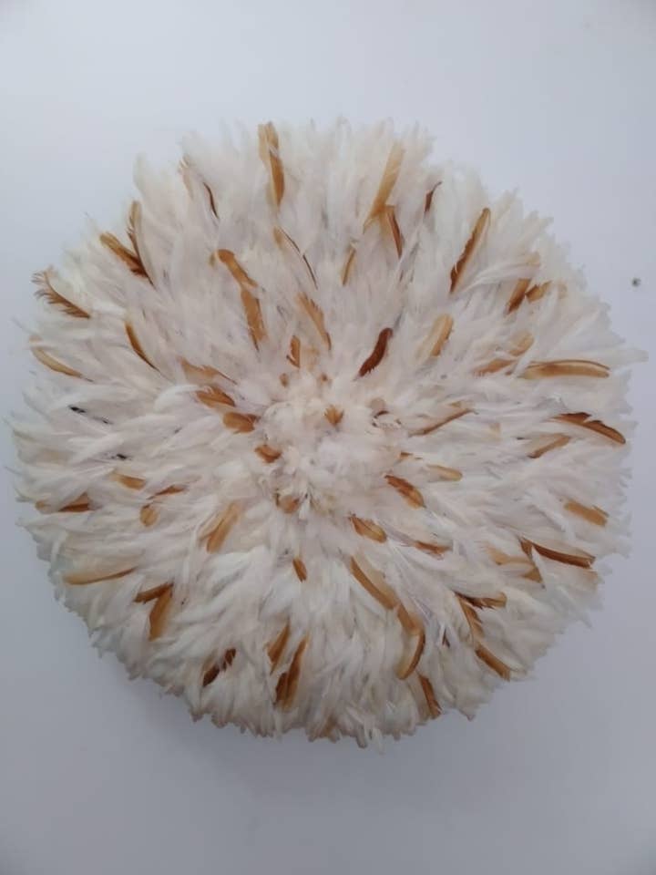 Gorro juju blanco de 80 cm con moteado beige para venta al por mayor de HOME DECOR FR