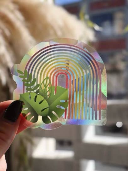 Suncatcher | Monstera Rainbow Maker | Plant Window Decal for wholesale by The Raven’s Edge Studio