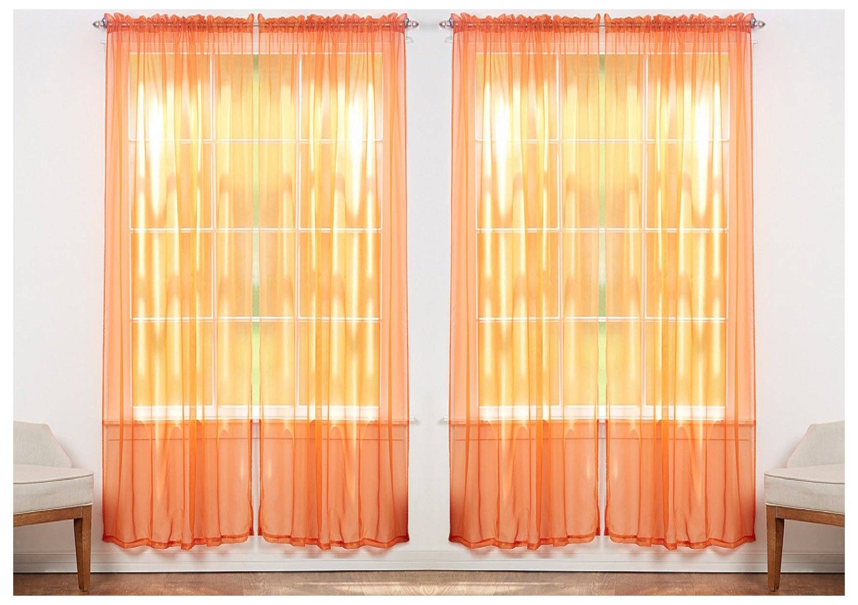 J&V TEXTILES - Vente Rideaux - J&V TEXTILES Lot de 4 panneaux de rideaux de fenêtre transparents5