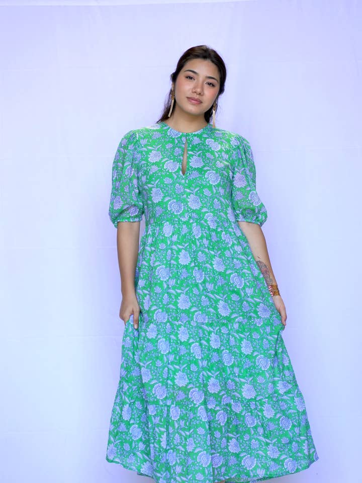 Remi Maxi Dress Green Paisley for wholesale by Dolma