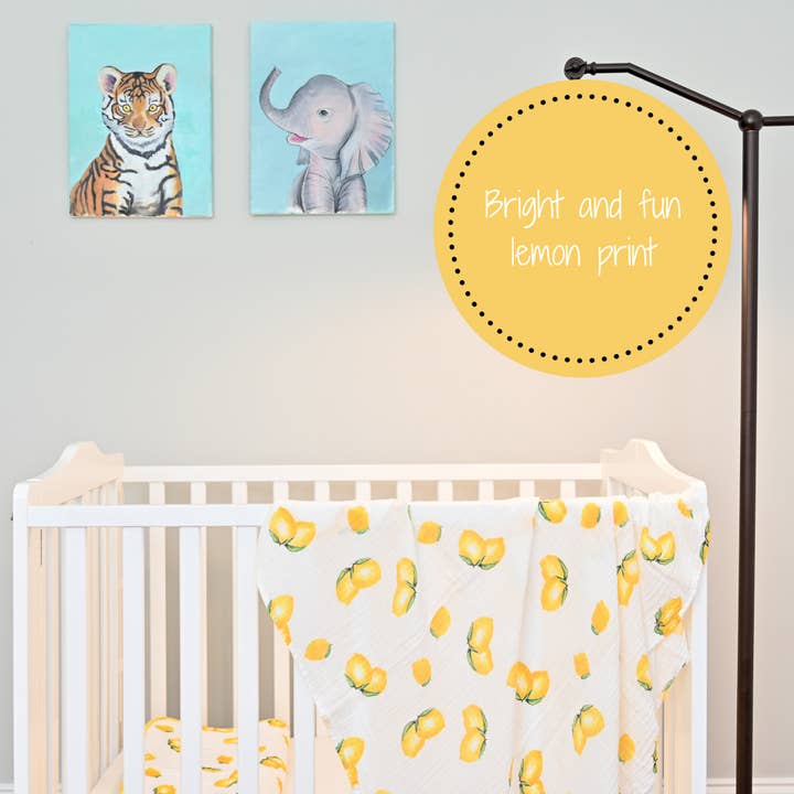 LollyBanks - Wholesale Swaddle - Baby - When Life Hands You Lemons Baby Muslin Swaddle Blanket5