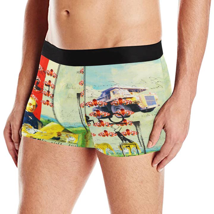 ACCORDING TO PLAN. Men's All Over Print Boxer Briefs for wholesale by Bønes and Balløøns