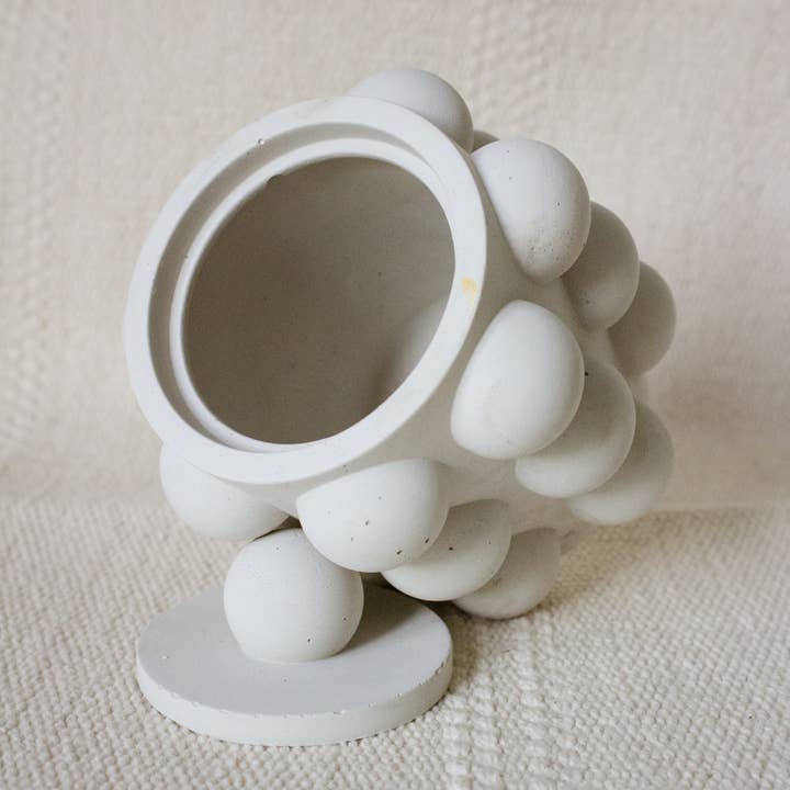Moderniche - Wholesale Candle Holder - 8oz Empty Concrete Candle Jar w/ Lid Option - Bubble Style14