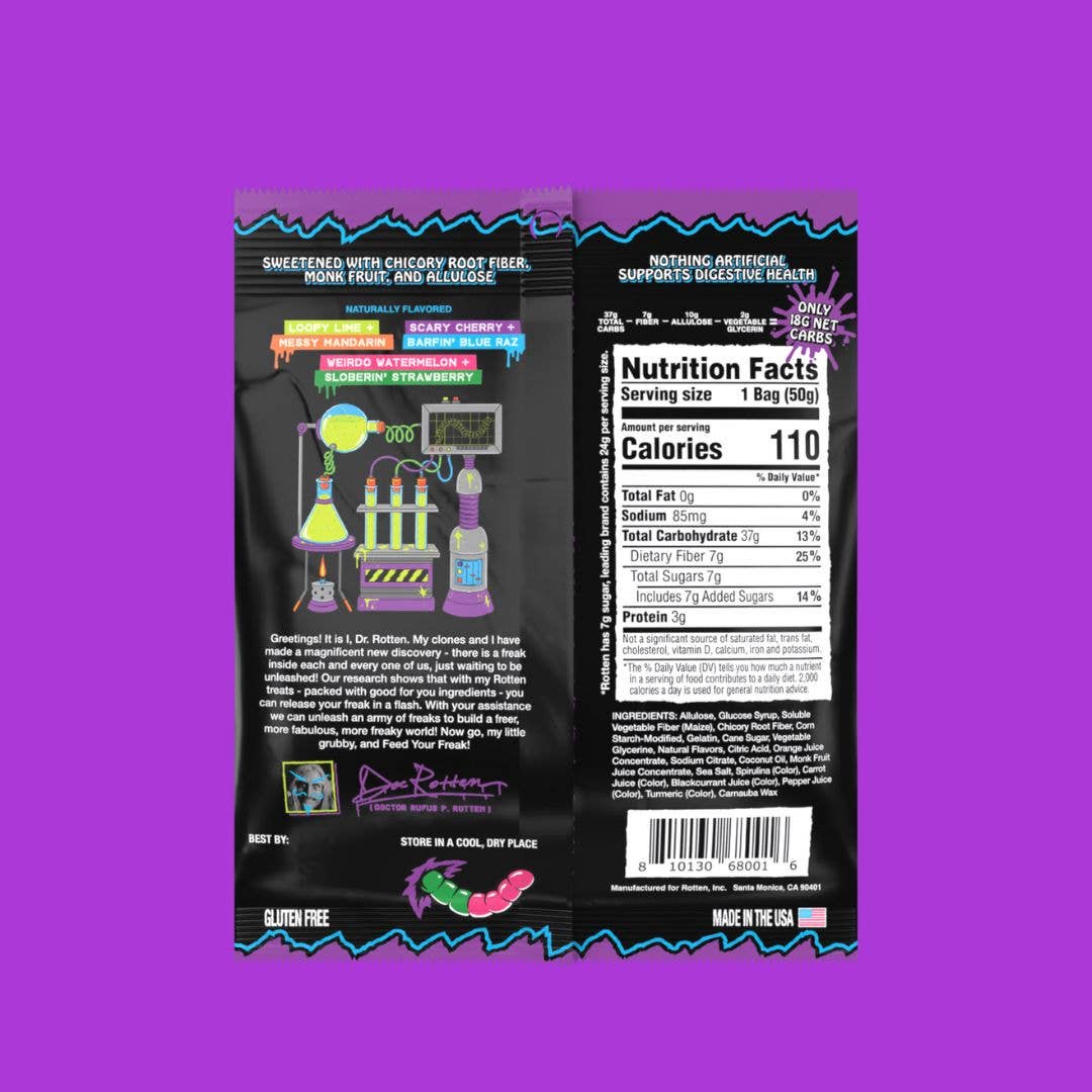 Rotten Candy - Wholesale Gummy - Original Gummy Worms Candy: GF, Prebiotics, Low Sugar2