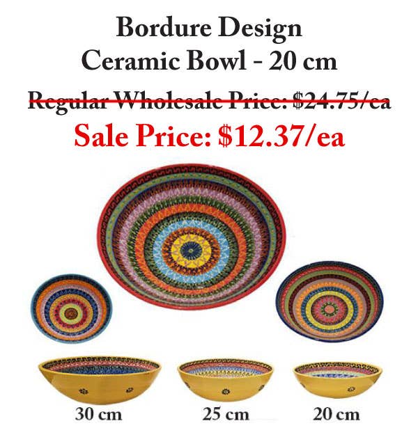 Access by Mediterranean Concepts - Wholesale Decorative Plate/Dish/Bowl - Bordure Design Ceramic Bowl - 20 cm