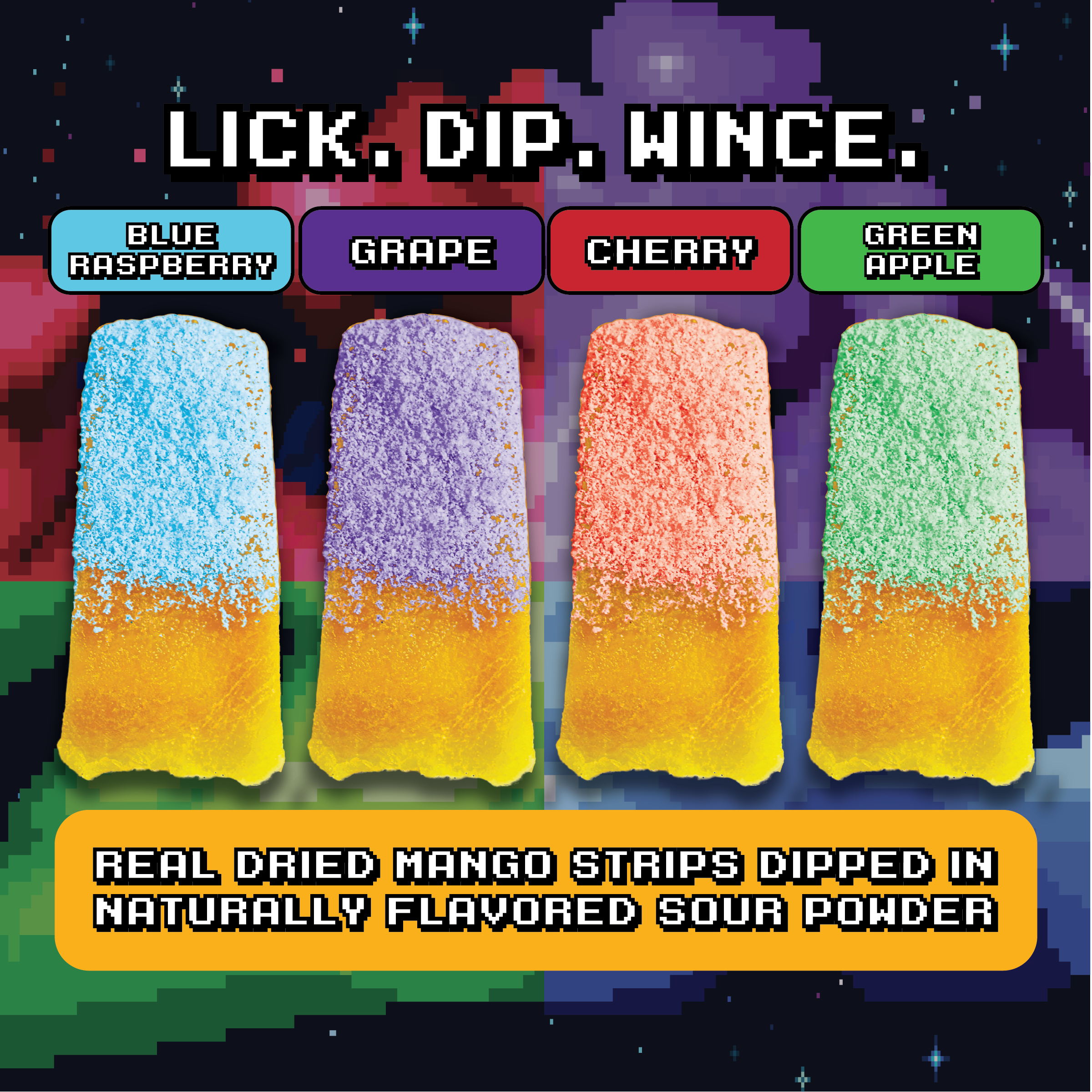Final Boss Sour - Wholesale Gummy - Mango Dippers 1-Pack (Blue Razz, Green Apple, Grape, Cherry)6