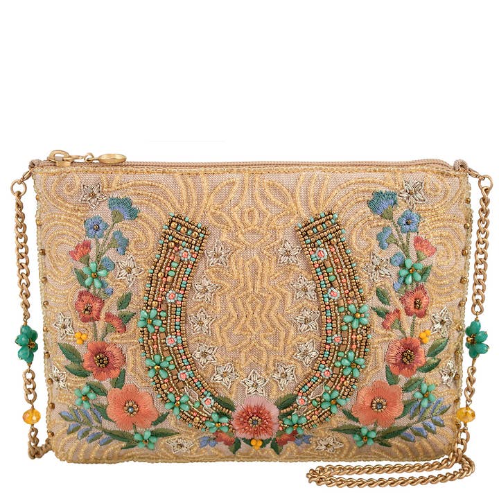 IJzeren Geluksbedel Paardenhoef en Bloemige Schoudertas voor wholesale door Mary Frances Accessories