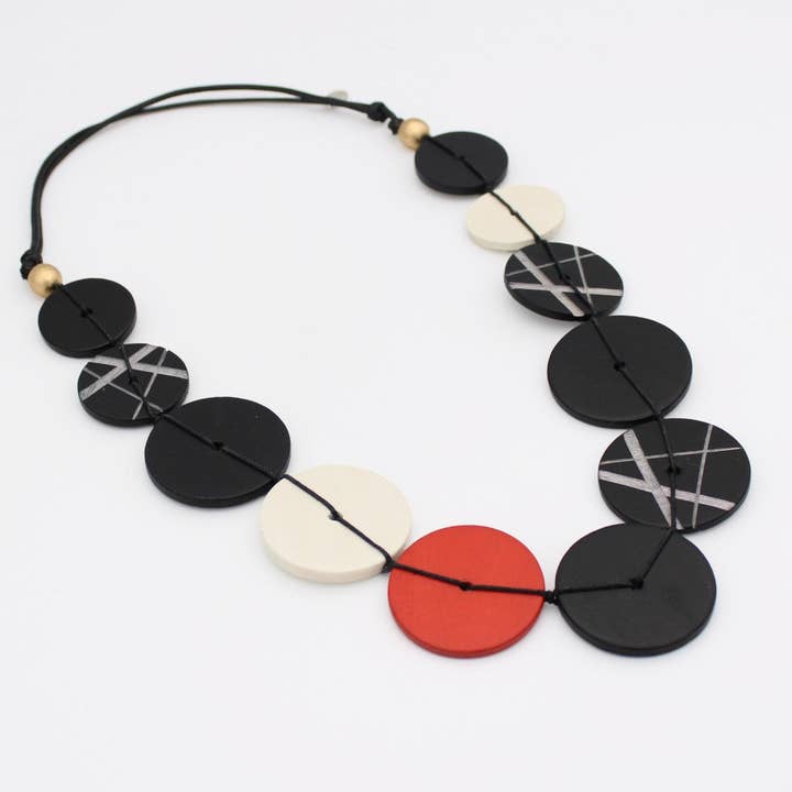 Sylca Designs - Wholesale Beaded/Pearl Necklace - Black Alida Circle Statement Necklace2