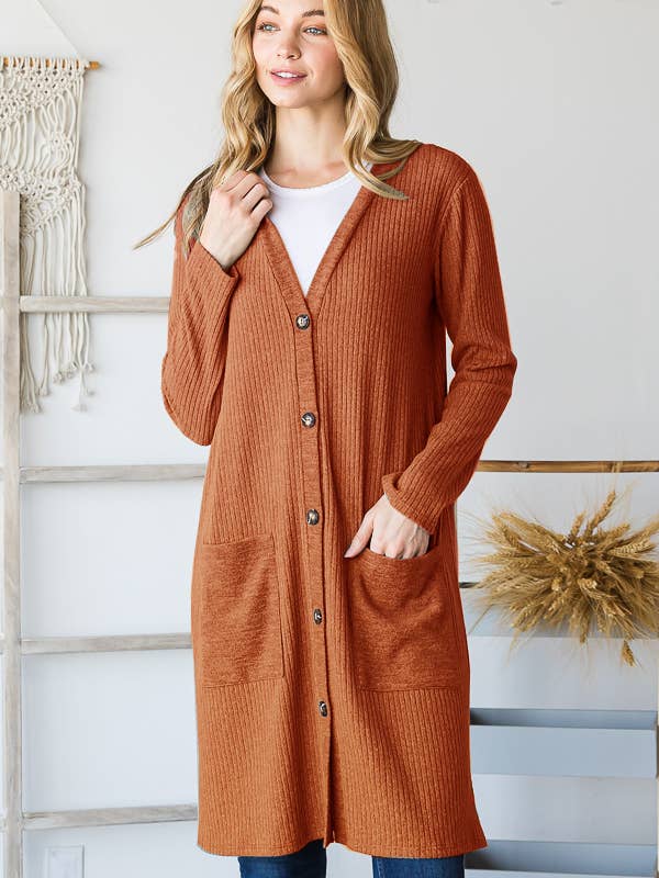 Pink Irene Wholesale - Vendita all'ingrosso Cardigan - Donna - CARDIGAN A COSTE TINTA UNITA CON TASCA A TINTA UNITA2