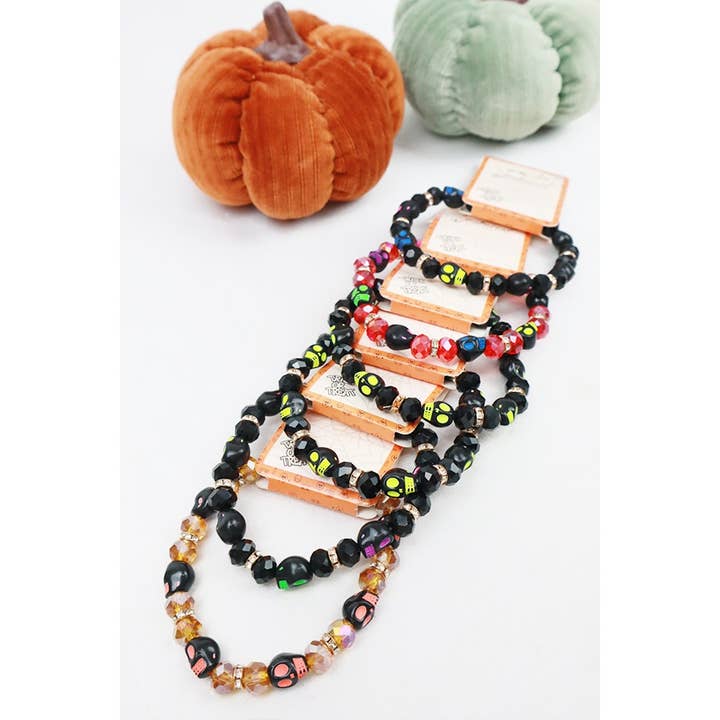 MIX COLOR Colorful Halloween Theme Skull Bracelet for wholesale on Faire