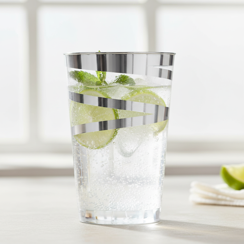 Smarty had a Party - Wholesale Disposable Cup - 12 oz. Clear with Silver Swirl Plastic Tumblers - 240 pcs1