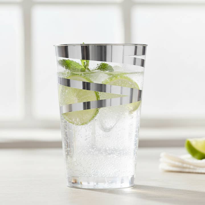 Smarty had a Party - Wholesale Disposable Cup - 12 oz. Clear with Silver Swirl Plastic Tumblers - 240 pcs1