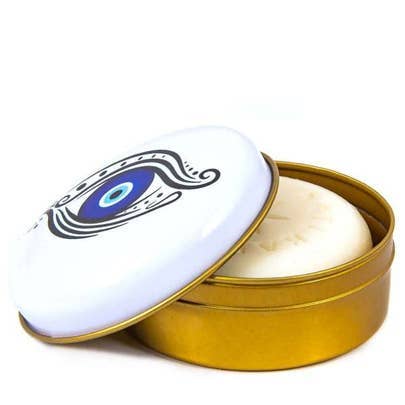 Nai Gifts - Wholesale Bar Soap - Natural Olive Oil Soap in Metal Box Evil Eye Design3