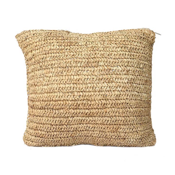 The Raffia Flores Cushion Cover Square - Natural - 40x40 for wholesale by Bazar Bizar Living