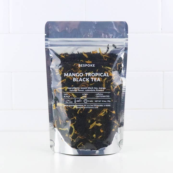 Bespoke Provisions – Engroshandel Løs te – 3,5 oz Mango Tropisk sort løs blade te