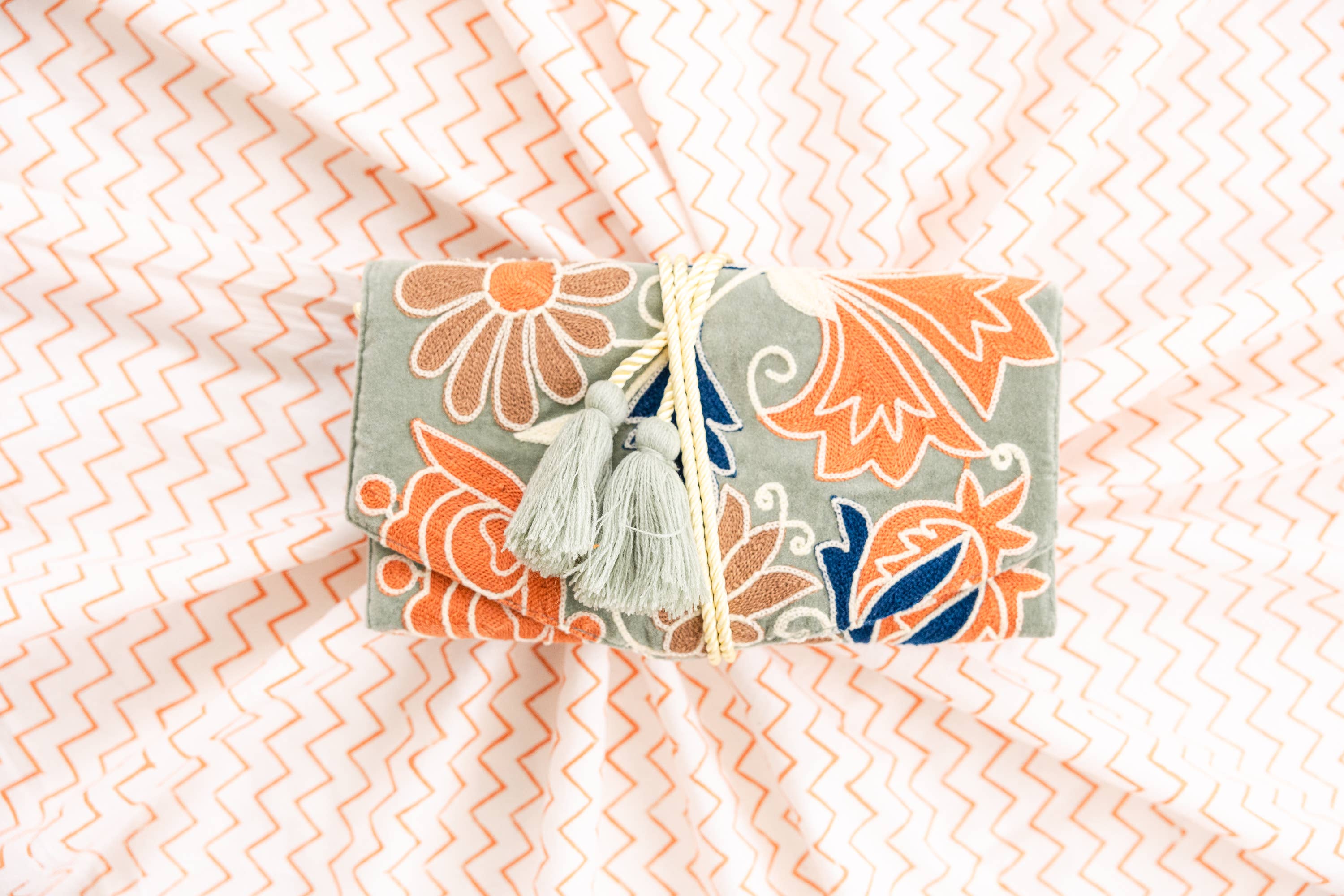 Rahab's Rope - Wholesale Jewelry Box/Organizer - Embroidered Velvet Jewelry Organizer Mint3