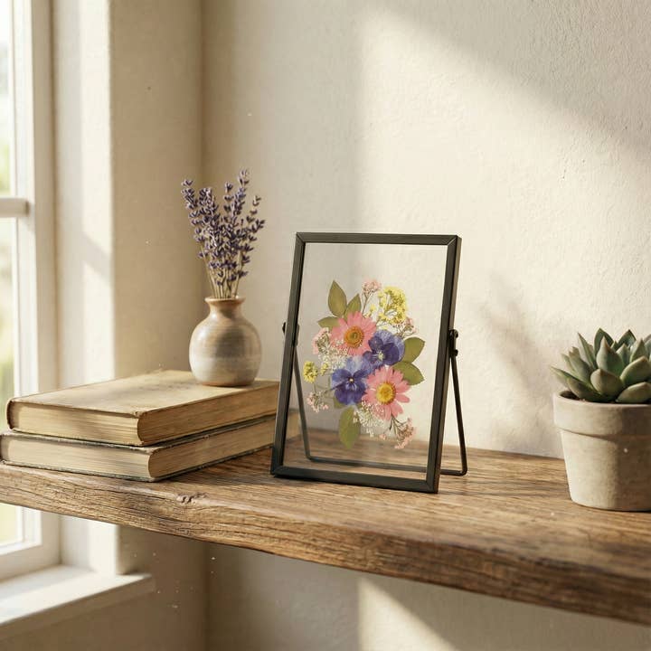 Ægte presset blomsterramme - smuk blomsterkunst for engroshandel hos Sunnie Lane