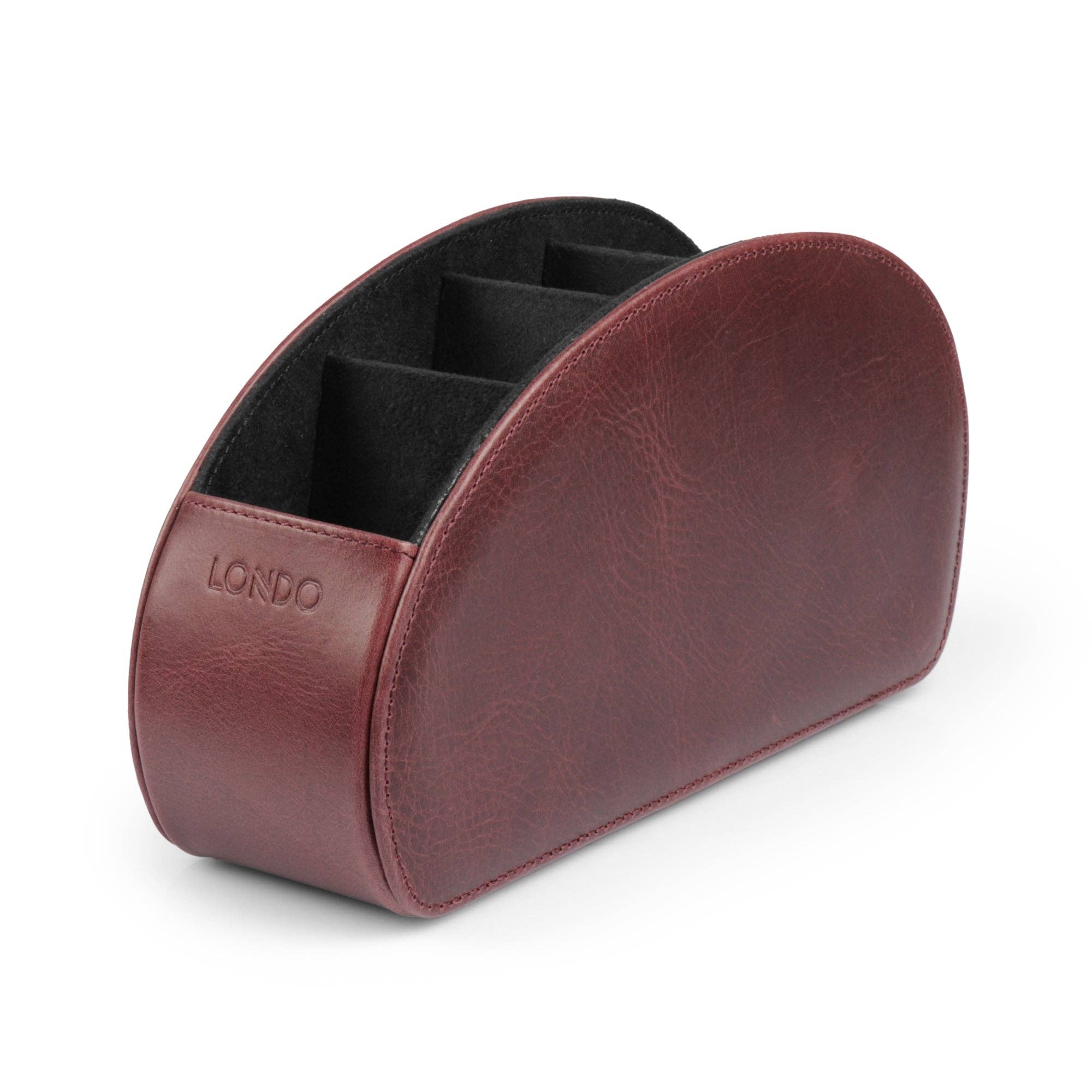 Londo - Wholesale Desk Organizer - Londo Remote Control Holder with 5 Pockets, Store DVD, Blu-Ray, TV, Roku or Apple TV Remotes, Italian Top Grain Leather with Suede Lining37