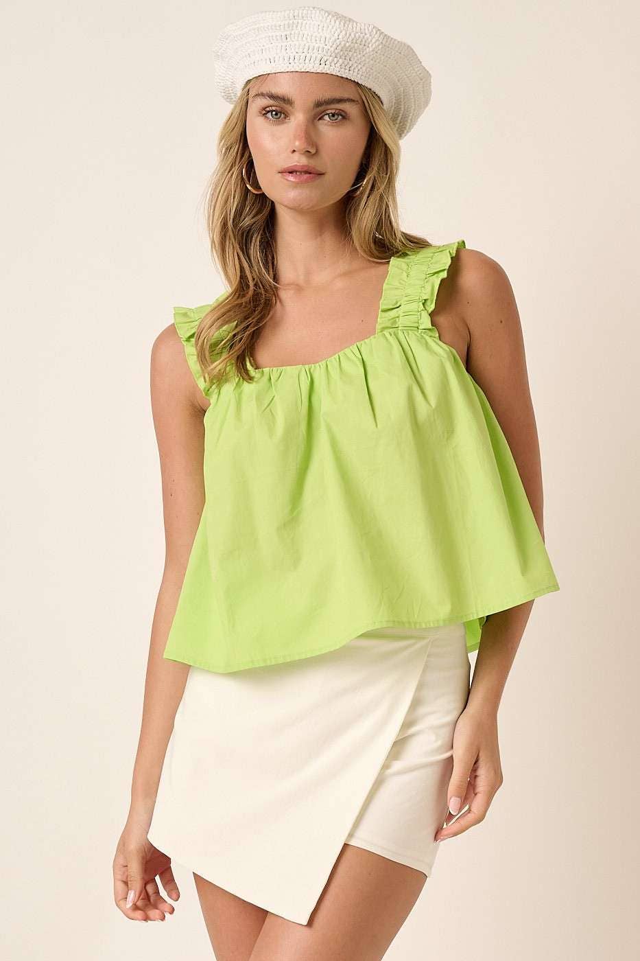 mittoshop - Wholesale Blouse - Women's - M15167-SEMI SWEETHEART NECK RUFFLE CROP TOP17