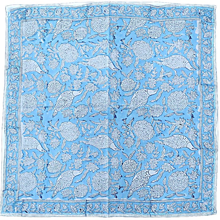 Blue Skies - Hand Block Printed Cotton Bandana (KK1518) for wholesale by White Lotus Fashions